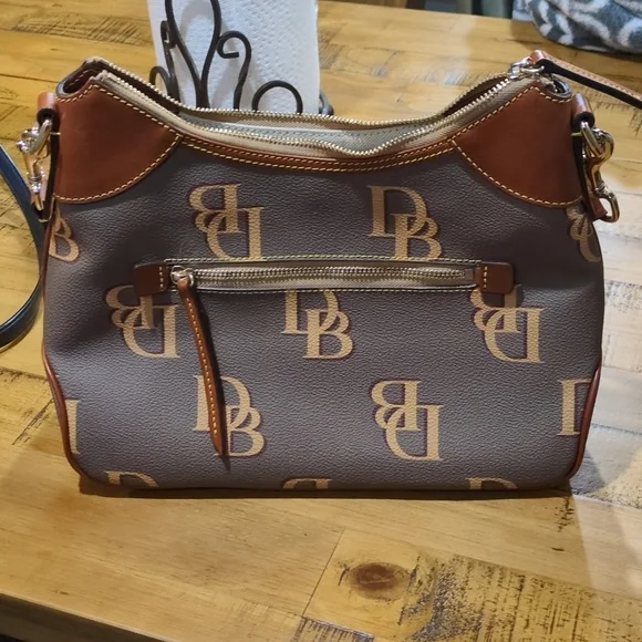 Dooney & Bourke Brown and Tan Logo Shoulder Bag - Picture 2 of 5